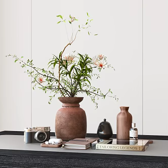 Silent Wind Ornaments Book Vase Dried Vase Ceramic Utensils Camera 3d model