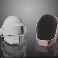 Modern Helmets in White and Pink With Mirror Block Surface Design