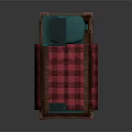 Stylish Hammock With Wooden Frame Red Plaid Blanket And Blue Cushion Design
