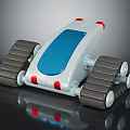 White And Blue Toy Car With Tracked Wheels Red Lights And Smooth Exterior