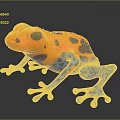 Vibrant Colorful Frog Displaying Orange Body Black Spots And Blue Legs