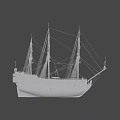Antique Wooden Sailing Ship With Multiple Masts And Detailed Deck Rigging 3d model