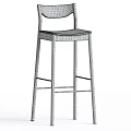 Two Black Modern Bar Stools With Metal Frame And Curved Backrest 3d model