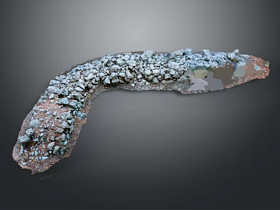 Curved Scene Structure With Small Stones Blue Moss Like Material And Brown Base 3d model