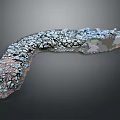 Curved Scene Structure With Small Stones Blue Moss Like Material And Brown Base 3d model