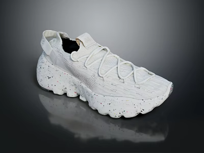 White Shoes with Knit Upper Thick Speckled Sole and Lace Up Design for Modern Wear 3d model