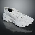 White Shoes with Knit Upper Thick Speckled Sole and Lace Up Design for Modern Wear