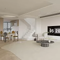 Modern Living and Dining Room Interior With Sofa Coffee Table Dining Chairs And Natural Light