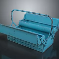 Blue Metal Storage Basket With Handles And Compartments For Home Organizing
