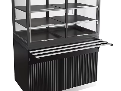 Modern Display Cabinet Shelf with Glass Doors Multiple Storage Shelves and Black Silver Frame 3d model