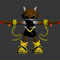 3D Fox Character Design With Black Eye Mask Red Claws Yellow Wristbands And Roller Skates