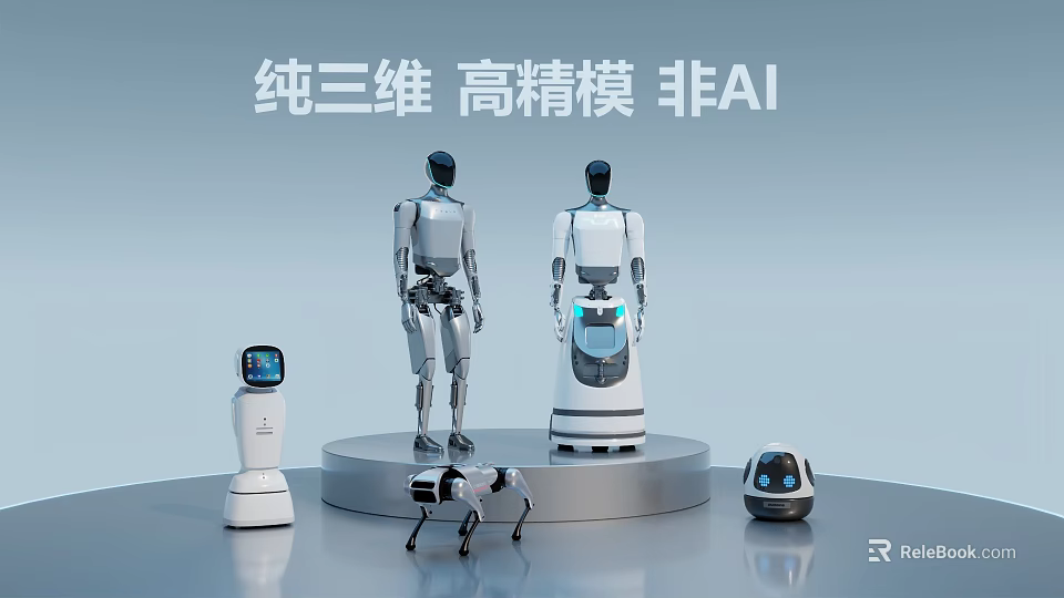 Multiple Robots in 3D High Precision Models Non AI Display Scene 3d model 