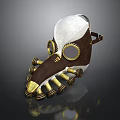 Steampunk Bird Mask With White Brown Gold Accents Goggles And Tentacle Appendages