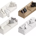 Stylish Sectional Sofas In White And Beige With Decorative Pillows And Cushions 3d model
