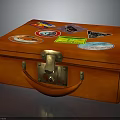 Orange Vintage Storage Box With Colorful Stickers Metal Lock And Handle