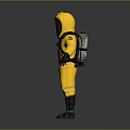 Full Body Yellow Protective Suit Featuring Face Mask Harness Gloves And Boots 3d model