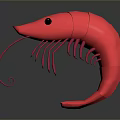 Black Smooth Furniture Surface With Pink Shrimp Shaped Decor And Curved Antennae Legs