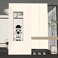 Modern Entryway Hallway Design With White Cabinetry Decorative Bear Mirror And Plants