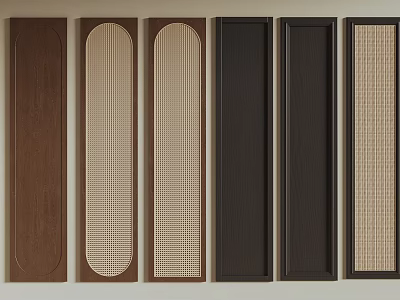 Brown And Black Wardrobe Doors With Grid Patterns And Woven Textures Design 3d model