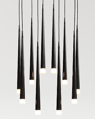 Modern chandelier black painted strip chandelier 3d model