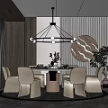 Modern Dining Table and Chair Combination 3d model