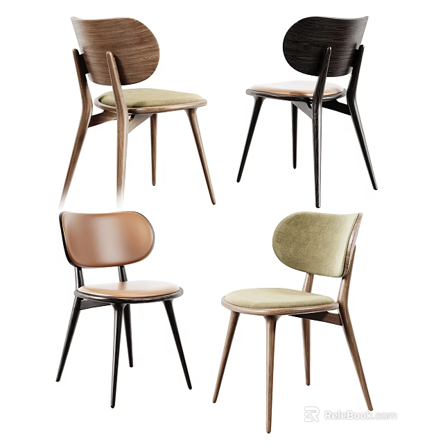 Modern Leisure Chairs With Wooden Frame And Upholstered Seats In Various Designs 3d model 