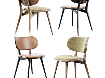 Modern Leisure Chairs With Wooden Frame And Upholstered Seats In Various Designs 3d model