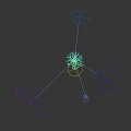 3D Rendered Arbor Stump with Extensive Root System on Dark Reflective Surface