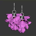 Pink Petal Shaped Earrings With Silver Hooks And Dainty Chain Design