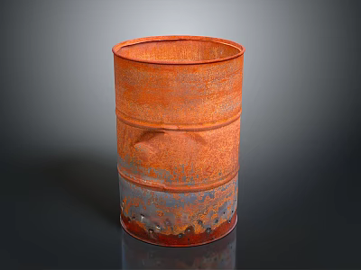 Rusty Metal Barrel With Orange Gray Rusted Surface Cylindrical Shape And Worn Base 3d model