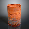 Rusty Metal Barrel With Orange Gray Rusted Surface Cylindrical Shape And Worn Base