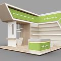 Modern Display Shelves With Green Panels Wooden White Structure And Multiple Layers 3d model