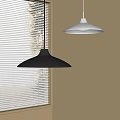 Modern Pendant Lights Hanging In Interior With Window And White Blinds