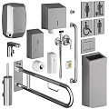 Stainless Steel Washing and Daily Use Essentials With Hand Dryers Tissue Dispensers Faucets And Grab Bars