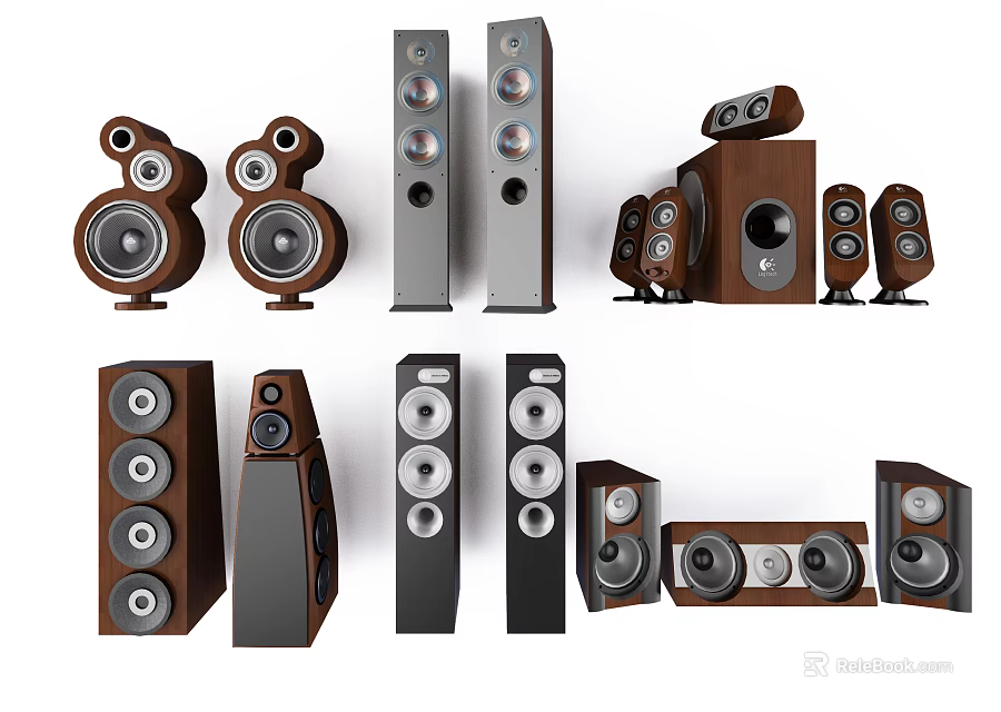 Modern Home Audio Headphones and Speakers Collection With Various Design Styles and Models 3d model 