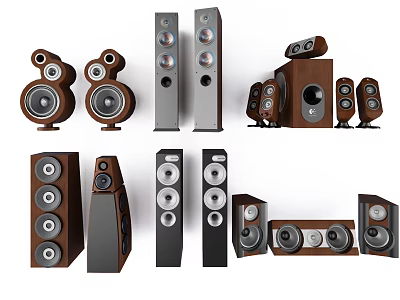 Modern Home Audio Headphones and Speakers Collection With Various Design Styles and Models 3d model