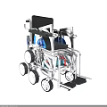 Electric Wheelchair With Black Seat Footrests Blue Accents Silver Frame And Wheels