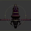 Futuristic Purple And Pink Spaceship Model With Geometric Wings And Metallic Finish