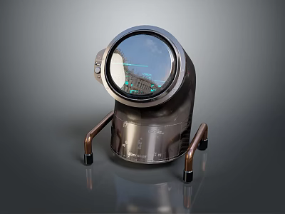 Sleek Modern Washing Machine Featuring Round Digital Display And Metal Support Base 3d model