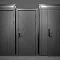 Modern Dark Colored Swing Doors With Linear Patterns And Door Handles 3d model