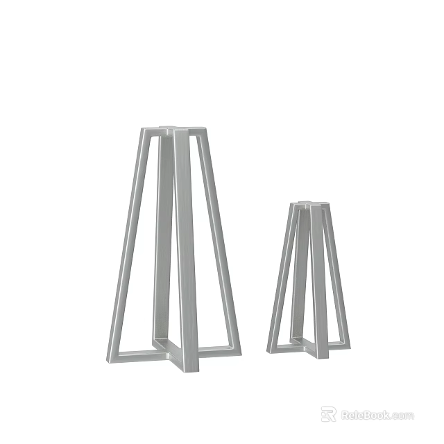 Modern Silver Metal Geometric Floor Lamps with Two Sizes and Minimalist Design 3d model 