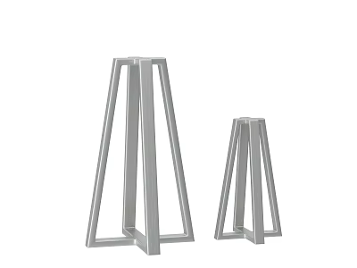 Modern Silver Metal Geometric Floor Lamps with Two Sizes and Minimalist Design 3d model
