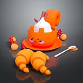 Bread sandwich bread pudding bean paste bread cheese bread big column bar breakfast bread 3d model