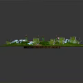 Circular Garden Pond With Green Grass White Flowers And Lotus Leaves