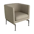 Light Gray Fabric Leisure Chair with Armrests and Metal Legs Modern Design