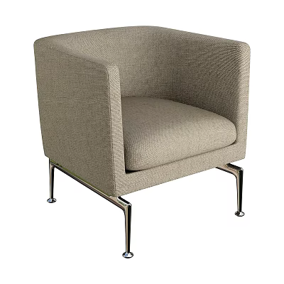 Light Gray Fabric Leisure Chair with Armrests and Metal Legs Modern Design 3d model