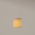 Modern Beige Striped Linen Pendant Light Hanging In Neutral Background