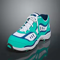 Turquoise Navy Blue Casual Sneakers With White Laces Striped Details And Breathable Panels
