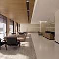 Modern Lounge Area With Comfortable Sofa Chairs Large Windows Wooden Ceiling And Area Rug