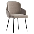 Modern Beige Upholstered Dining Chair With Armrest Metal Legs And Color Options